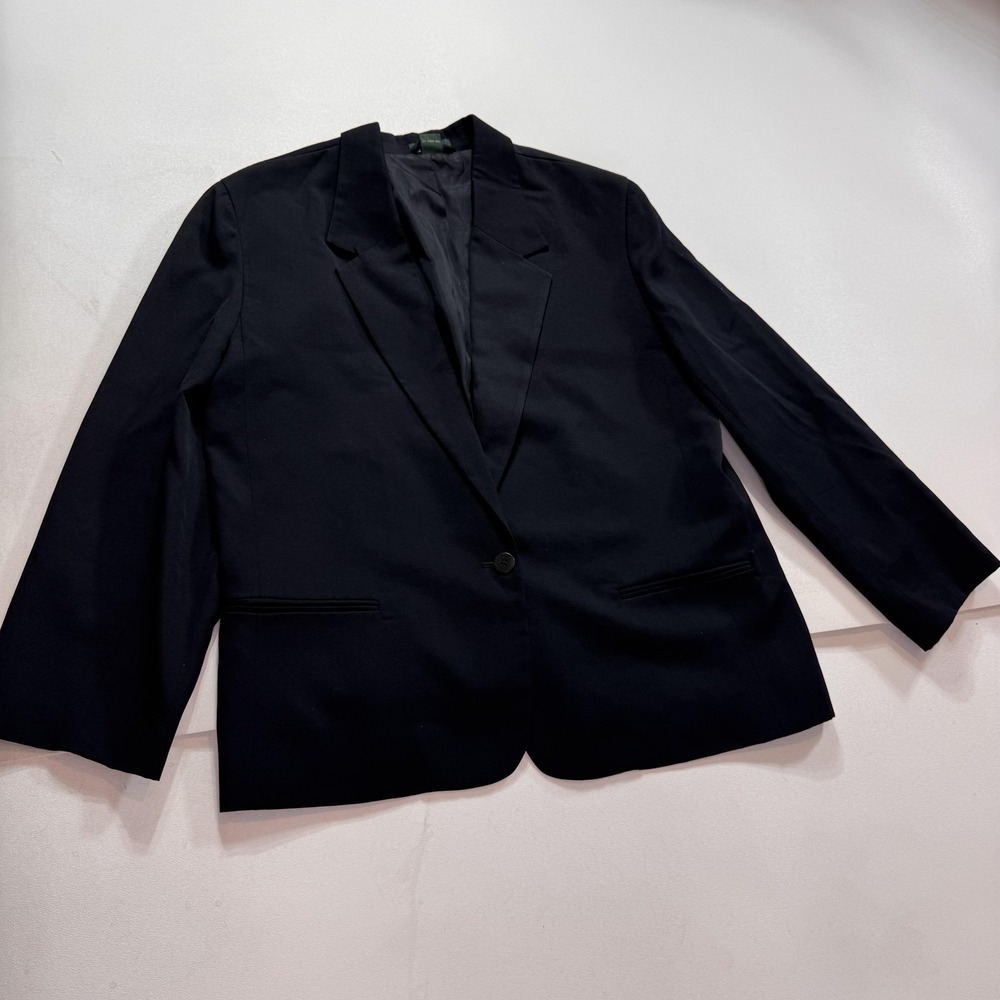 J.Crew Blazer Womens 14 Black Wool One Button Lined Suitโ Jacket Career